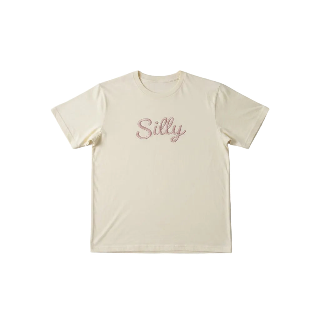 Silly Cursive Faux Embroidery tee