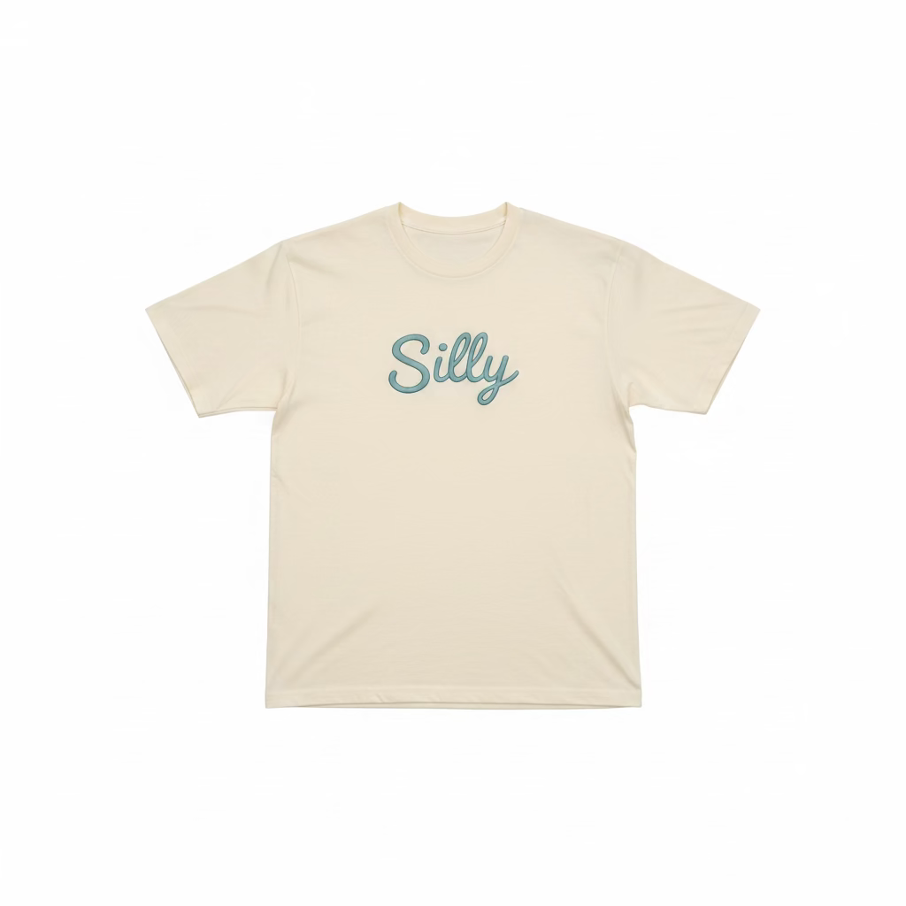Silly Cursive Faux Embroidery tee