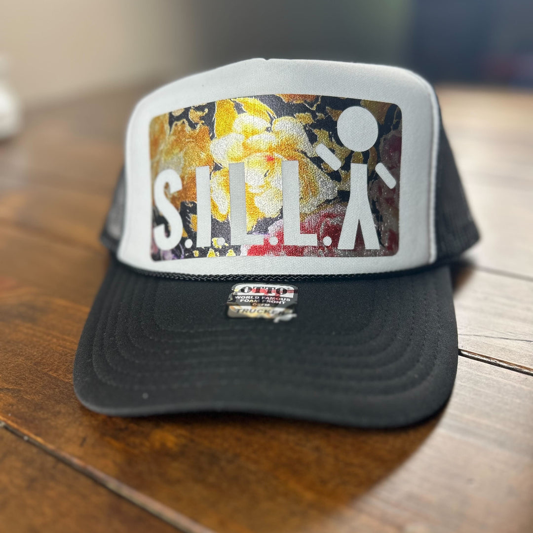 S.I.L.L.Y Floral Metallic Foam Truckers