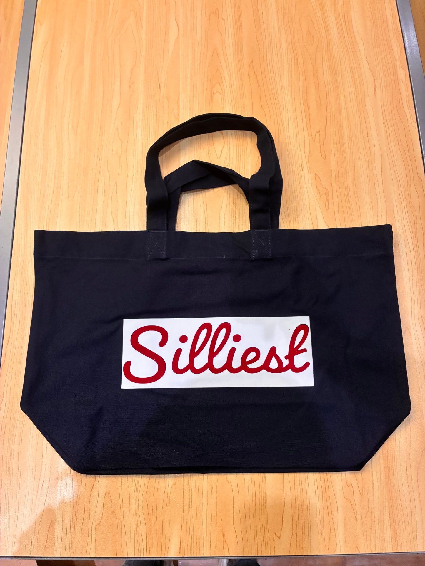 Silliest Suede Like Box Logo Tote Bag