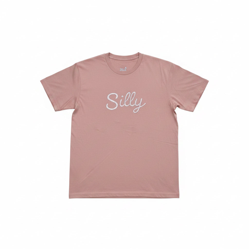 Silly Cursive Faux Embroidery tee