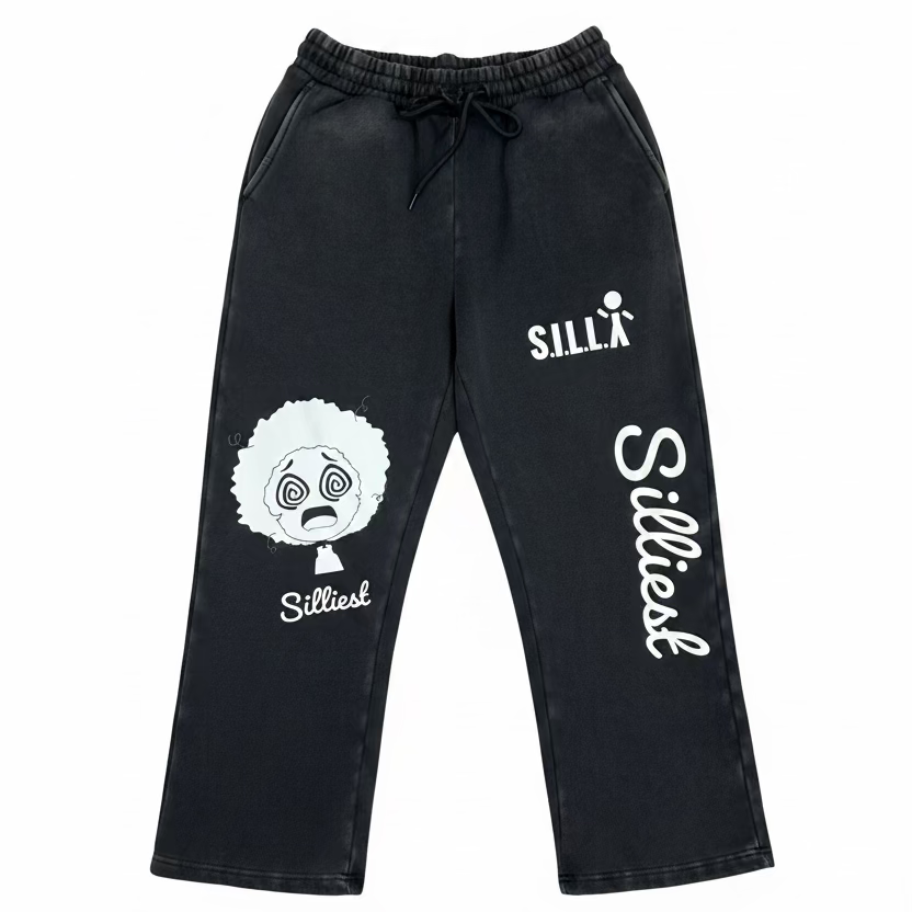 Young-At-Heart Dazed Oversized Enzyme Washed Straight Leg Baggy Sweats