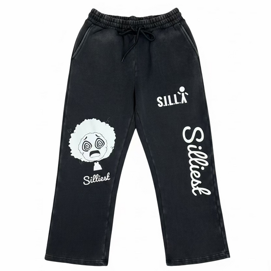Young-At-Heart Dazed Oversized Enzyme Washed Straight Leg Baggy Sweats