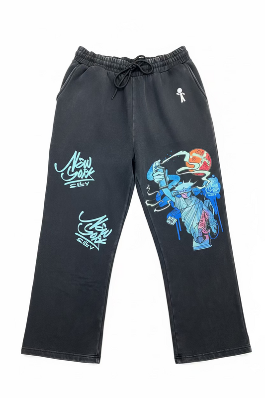 NYC Hip-Hop Oversized Enzyme Washed Sweatpants