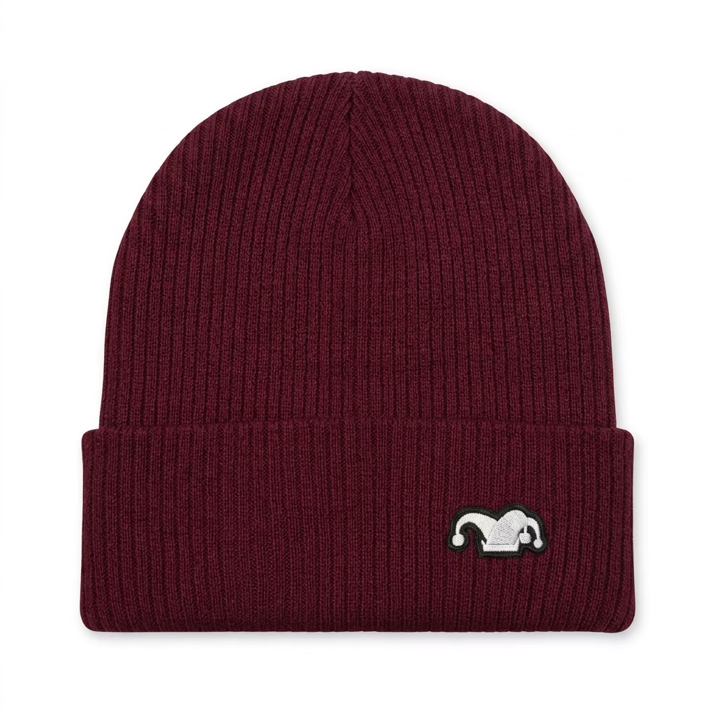 Silliest Embroidered Jester Patch Organic Cotton Beanie
