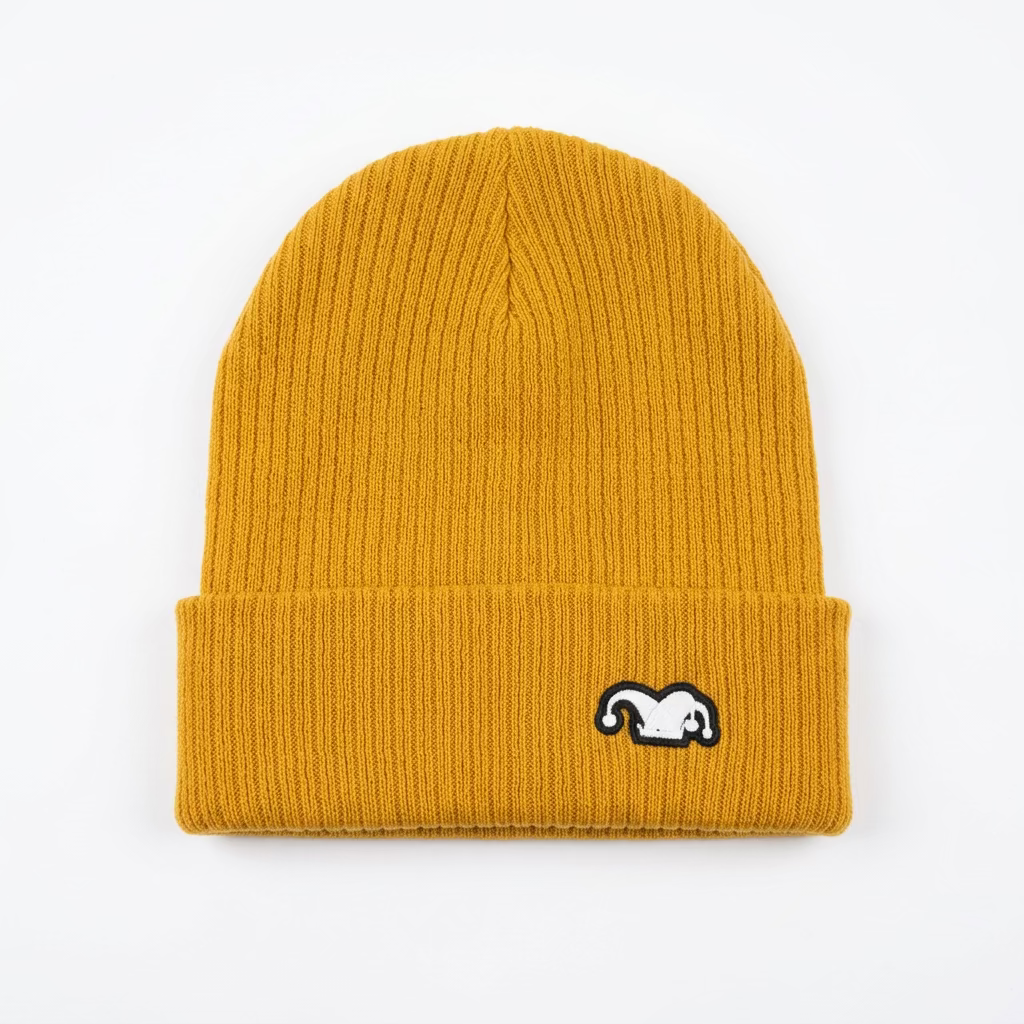 Silliest Embroidered Jester Patch Organic Cotton Beanie
