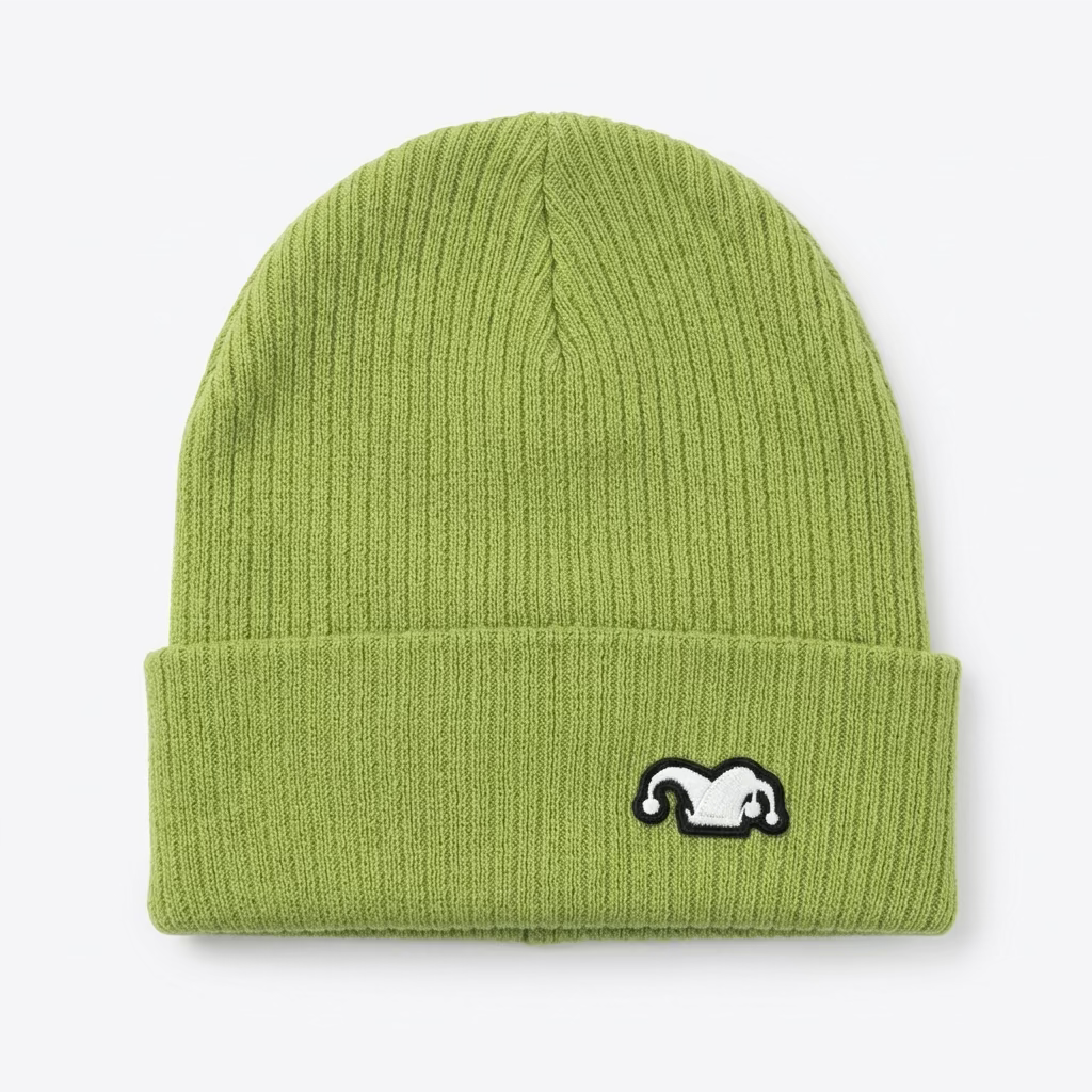 Silliest Embroidered Jester Patch Organic Cotton Beanie
