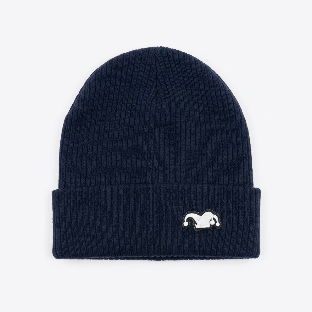 Silliest Embroidered Jester Patch Organic Cotton Beanie