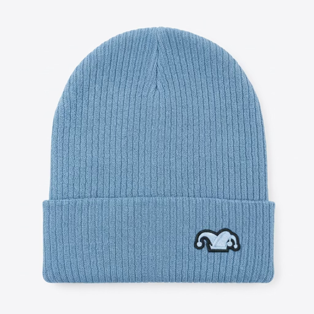 Silliest Embroidered Jester Patch Organic Cotton Beanie
